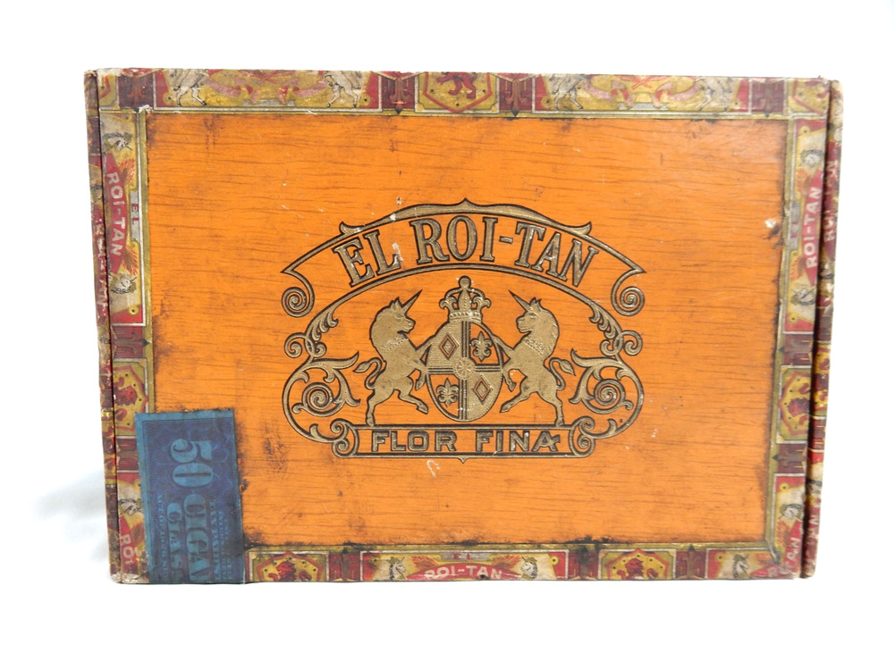 Vintage 1930s El Roi-Tan Bankers Wood Cigar Box Flor Fina Factory No 1896 PA